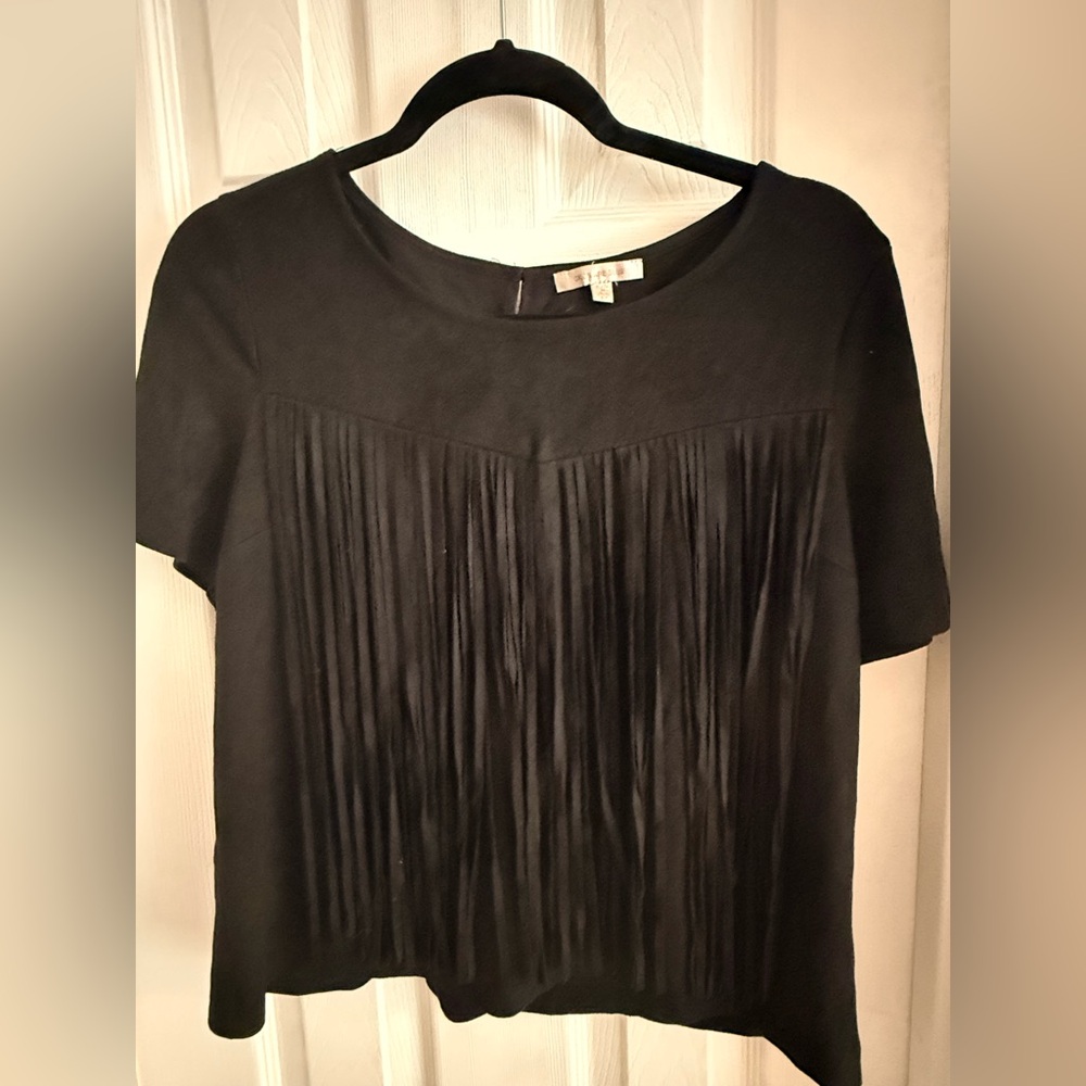 Elegant Black Fringe Top